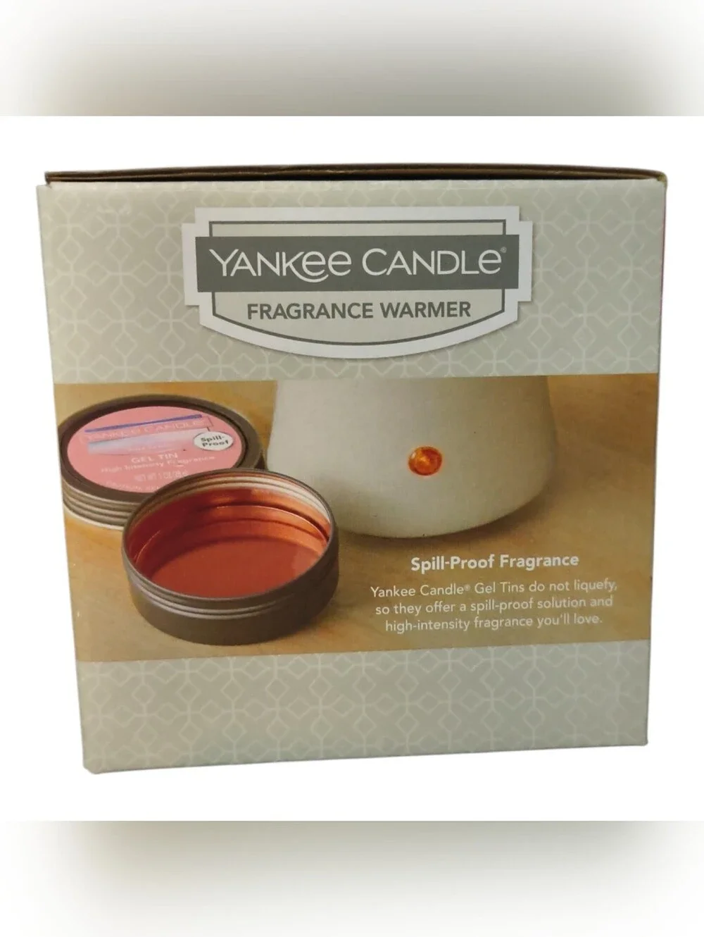 Yankee Candle Neutral Ceramic Warmer with Pink Gel Tin